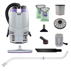 GoFit 6 Cordless 4Ah, 6 qt. Commercial Backpack Vacuum w/ Xover Multi-Surface Telescoping Wand Tool Kit, 107782