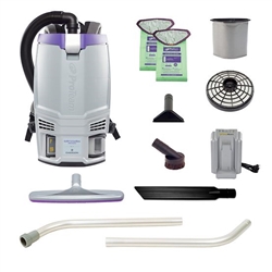 GoFit 6 Cordless 4Ah, 6 qt. Commercial Backpack Vacuum w/ Xover Multi-Surface Two-Piece Wand Tool Kit, 107783
