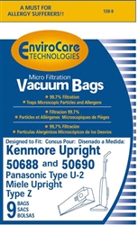 Kenmore Repl. Paper Bag 50688 W/Closure (9 Pk) Envirocare 159-9