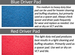Square Scrub, Red Driver Pad, 20-inch for the EBG-20/C Surface Preparation Floor Machine, case of 5, 1682-0577