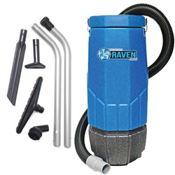 Sandia Super Raven 10-quart commercial backpack vacuum, model 20-1003, with 5-piece tool kit and power head