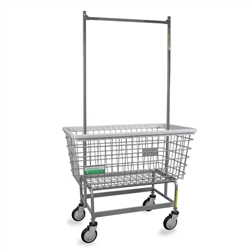 R&B Wire Antimicrobial Mega Capacity Laundry Cart (Big Dog) w/ Double Pole Rack # 201H56/ANTI