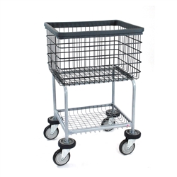 R&B Wire Deluxe Elevated Laundry Cart w/ Double Pole Rack, #300G55/D7