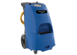 HydraMaster heated portable carpet extractor with 12 gallon solution tank, 10 gallon recovery tank, 50-500 PSI pump and dual 3-stage vacuum motors.