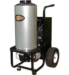 Simpson MB1518 Mini Brute 1500 PSI 1.8 GPM hot water electric pressure washer with diesel burner and 13-inch pneumatic wheels