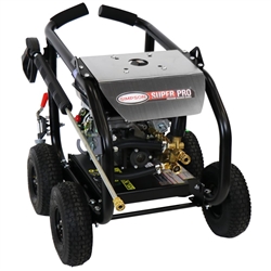 Simpson SuperPro SW3625SADS 3,600 PSI cold-water gas pressure washer with roll-cage cart and 10-inch tires