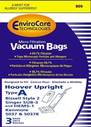 Hoover Repl. Type A Paper Bags (3 Pk) Envirocare 809