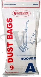 Hoover Type A top fill paper vacuum bags 9 pack by Envirocare for Elite and Convertible uprights