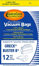 Oreck Repl. Buster B Paper Bag (12 Pk) Envirocare 815