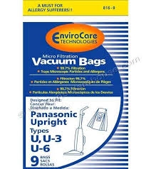 Panasonic Repl. Style U/U3/U6 Paper Bag (9 Pk) Envirocare 816-9