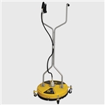 BE Pressure Whirl-A-Way 20-inch flat surface cleaner attachment with castor wheels, dual high-speed rotating spray jets, and quick-connect fitting
