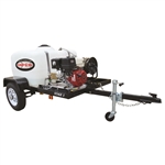 Simpson 95002 trailer-mounted 4,200 PSI cold-water pressure washer with 150-gallon tank and Honda GX390 engine