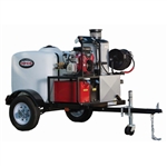SIMPSON 95005 trailer hot-water 4,000 PSI mobile pressure washer with Honda GX390 engine and 200-gallon water tank