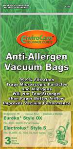 Electrolux Style S Eureka OX Anti Allergen Synthet ic Bags 3 Pack