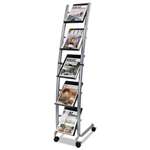 Alba Narrow Mobile Literature Display, 30 3/4w x 5 1/2d x 37 1/2h, Chrome/Black # ABADD5PM