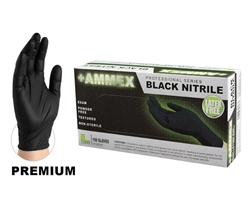 AMMEX Black Medical Nitrile Exam Latex Free Disposable Gloves (Case of 1000) (Large) (Black) (Case), ABNPF42100-L
