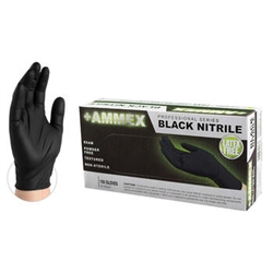 AMMEX Black Medical Nitrile Exam Latex Free Disposable Gloves (Case of 1000) (Small) (Black) (Case), ABNPF42100