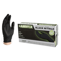 AMMEX Black Medical Nitrile Exam Latex Free Disposable Gloves (Case of 1000) (Large) (Black) (Case), ABNPF46100