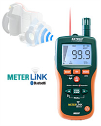 Extech Pinless Moisture Psychrometer With IR Thermometer with Meterlink MO297