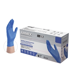 AMMEX Exam Blue Nitrile PF Disposable Gloves (Case of 1000), Large, ACNPF-L