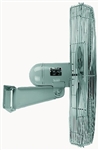 TPI ACU30W 30-inch wall-mount industrial circulator fan with steel guards, oscillating yoke, and 1/4 HP totally enclosed motor for warehouse and shop ventilation.