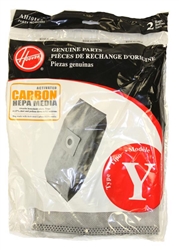 Hoover AH10165 pleated HEPA Y carbon odor absorption vacuum bags 2 pack