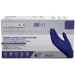 AMMEX Small, Indigo Nitrile Exam Latex Free Disposable Gloves (Case of 1000) (Indigo) (Case), AINPF42100