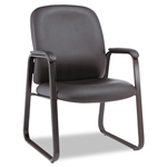 Alera Genaro Series Guest Chair, Black Leather, Sled Ba