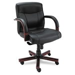 Alera Madaris Mid-Back Swivel/Tilt Leather Chair w/Wood