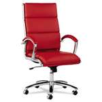 Alera&reg; Neratoli High-Back Swivel/Tilt Chair, Red Soft-Touch Leather, Chrome Frame # ALENR4139