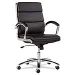 Alera&reg; Neratoli Mid-Back Swivel/Tilt Chair, Black Soft-Touch Leather, Chrome Frame # ALENR4219