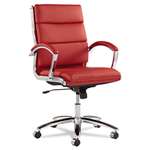 Alera&reg; Neratoli Mid-Back Swivel/Tilt Chair, Red Soft-Touch Leather, Chrome Frame # ALENR4239