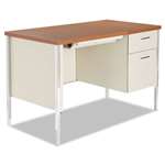 Alera&reg; Single Pedestal Steel Desk, Metal Desk, 45-1/4w x 24d x 29-1/2h, Cherry/Putty # ALESD4524PC