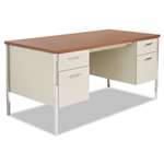 Alera&reg; Double Pedestal Steel Desk, Metal Desk, 60w x 30d x 29-1/2h, Cherry/Putty # ALESD6030PC