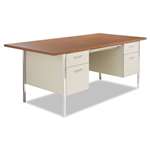 Alera&reg; Double Pedestal Steel Desk, Metal Desk, 72w x 36d x 29-1/2h, Cherry/Putty # ALESD7236PC