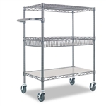Alera Three-Tier Rolling Cart, 3-Shelf, 30 x 18 x 40, B
