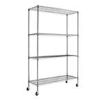 Alera&reg; Complete Wire Shelving Unit w/Caster, 4-Shelf, 48w x 18d x 72h, Black Anthracite # ALESW604818BA