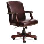 Alera&reg; Traditional Series Mid-Back Chair, Mahogany Finish/Oxblood Vinyl # ALETD4236