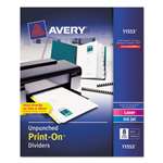 Avery&reg; Print-On Dividers, 8-Tab, Unpunched, 8-1/2 x 11, White, 5 Sets/Pack # AVE11553