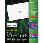 Avery EcoFriendly Labels, 1 x 2 5/8, White, 7500/Pack #