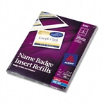 Avery Laser Printer Name Badge Insert Refills, 3 x 4, W