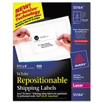 Avery Re-hesive Laser Labels, 3 1/3 x 4, White, 600/Pac
