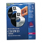 Avery CD/DVD Removable Laser Labels, White Matte, 50/Pa