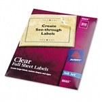 Avery Full-Sheet Inkjet Labels, 8-1/2 x 11, Clear, 25/P