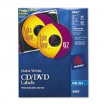 Avery CD/DVD Inkjet Labels, White Matte, 40/Pack # AVE8