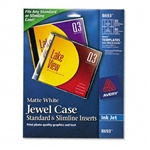 Avery Inkjet CD/DVD White Matte Jewel Case Inserts, 20/