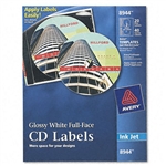 Avery Inkjet Full-Face Flossy CD Labels, White, 20 Labe