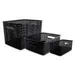 Advantus&reg; Weave Bins, 10 1/2" x 14 x 11, Plastic, Black, 3 Bins # AVT40329