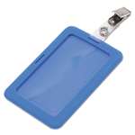 Advantus&reg; Rubberized Badge Holder, 2 1/2 x 3 3/4, Horizontal/Vertical, Blue, 5/PK # AVT76398