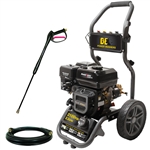 BE Pressure BE317RAS 3100 PSI 2.3 GPM gas-powered cold-water pressure washer with 210cc Powerease engine on a steel frame.